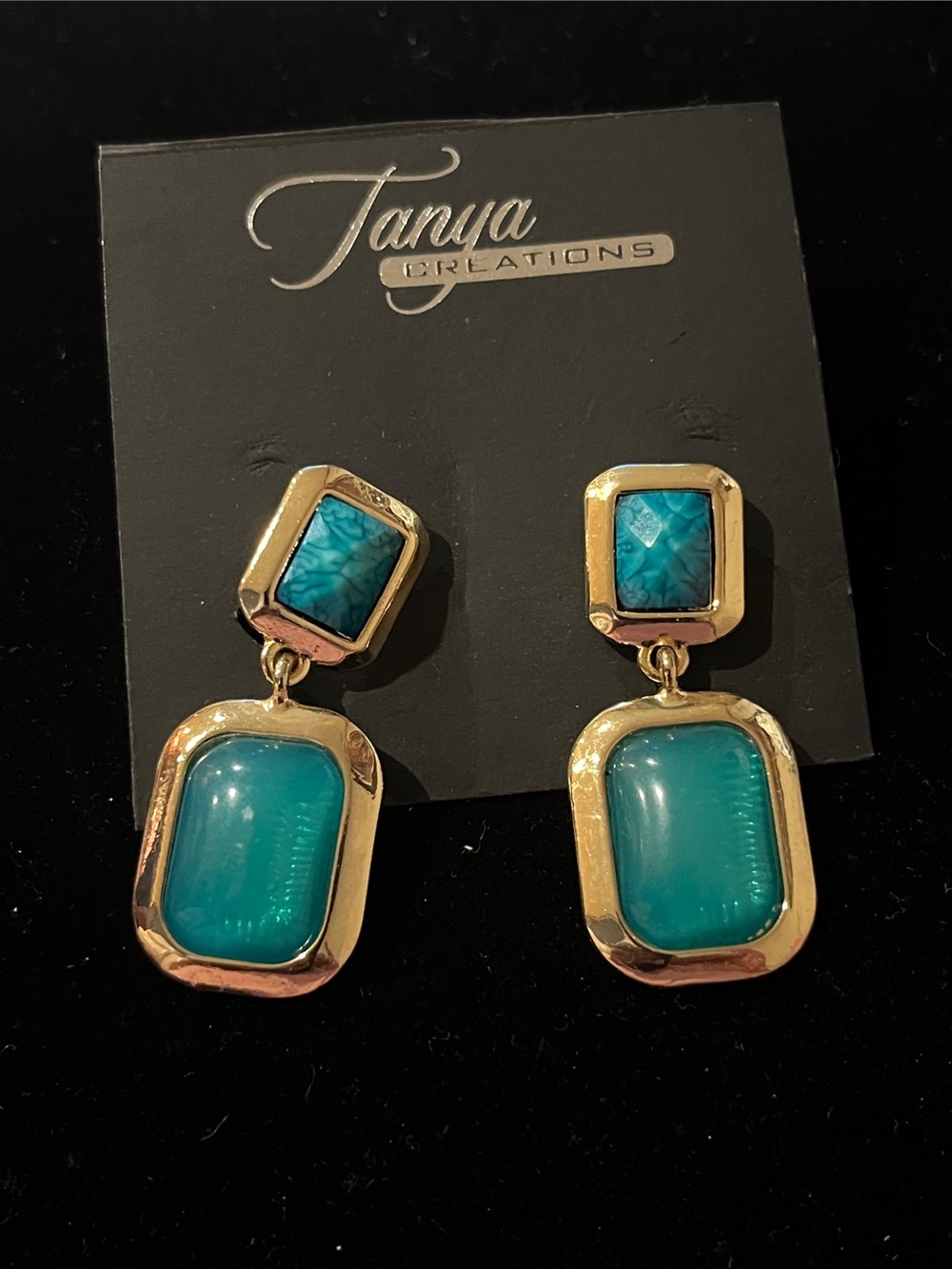 Gold and Turquoise Drop Earrings